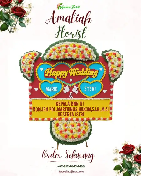 Papan Bunga Pernikahan Karet Semanggi